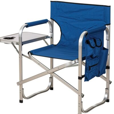 Μπλέ Πτυσσόμενο Καρεκλάκι Παραλίας Με Πτυσσόμενο Τραπεζάκι Και Αλουμίνιο Σκελετό Και Πολυεστερικό Ύφασμα , 49 x 64 x 42/82(h)cm