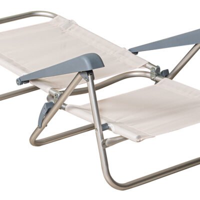 Λευκό Πτυσσόμενο Καρεκλάκι - Ξαπλώστρα Παραλίας Με Αλουμίνιο Σκελετό Και Διάτρητο Ύφασμα , 66 x 60 x 19/84(h)cm