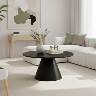 Τραπέζι σαλονιού Donda mdf σε μαύρη απόχρωση Φ80x45εκ