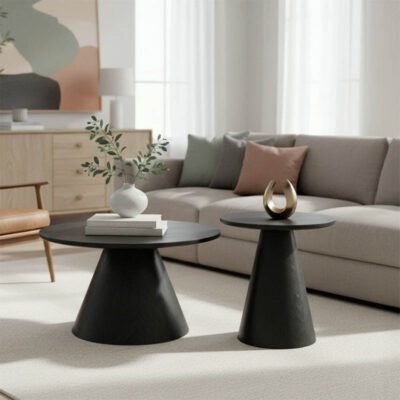 Tραπέζια σαλονιού Donda mdf σετ 2τεμ. μαύρο