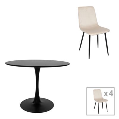 Τραπεζαρία Balou-Grato σετ 5τεμ μπεζ Φ120x73εκ