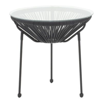 Τραπέζι Acapulco pakoworld μεταλλο-pe rattan σε μαύρη απόχρωση Φ50x52εκ