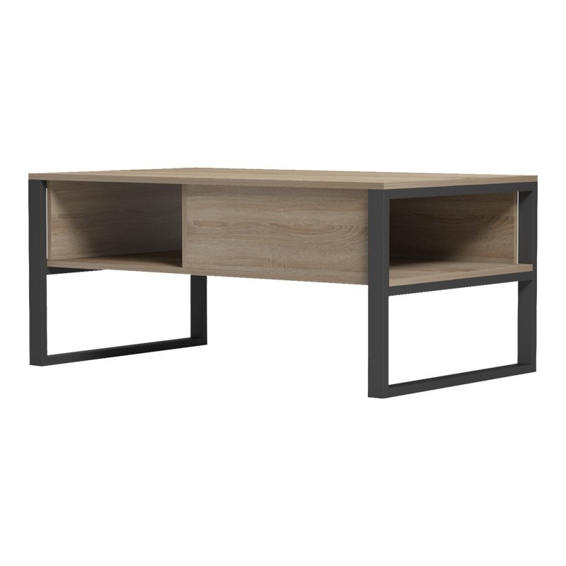 Τραπέζι σαλονιού Bendon σε sonoma-μαύρη απόχρωση 100x60x44.5εκ - Image 3