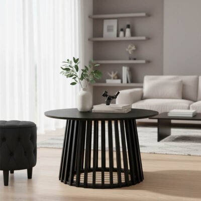 Τραπέζι σαλονιού Domonic mdf σε μαύρη απόχρωση Φ80x45εκ