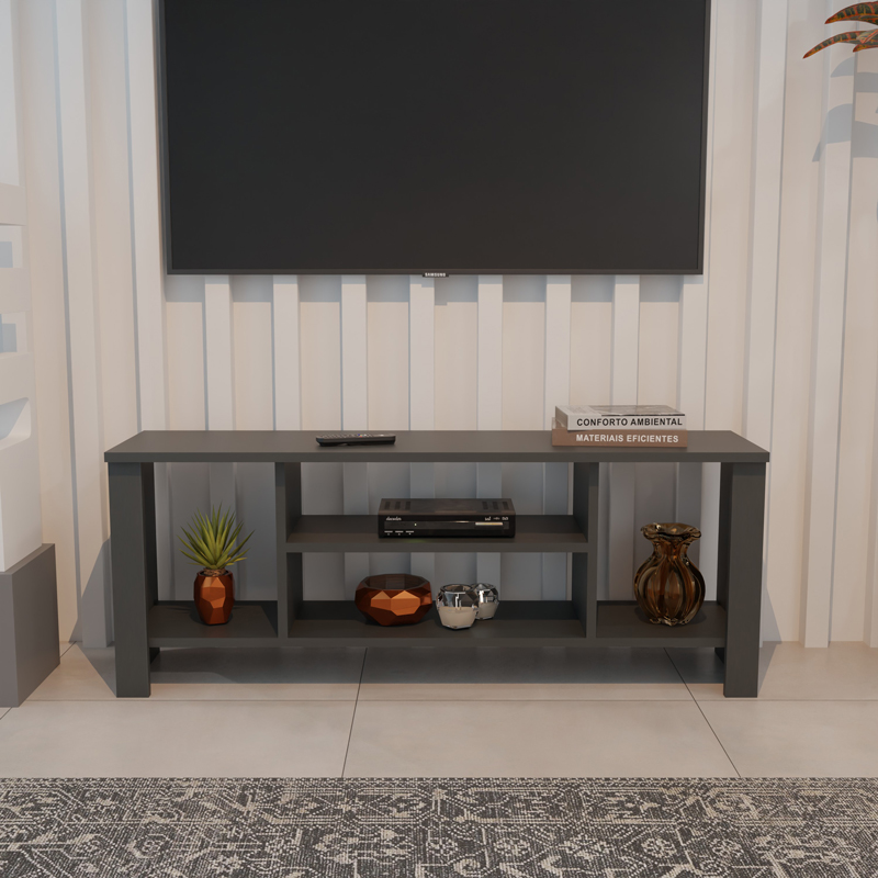 Έπιπλο τηλεόρασης Seref σε ανθρακί απόχρωση 120x30x47εκ - Image 3
