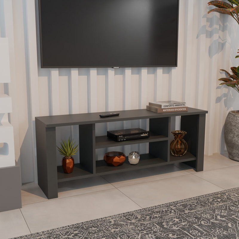 Έπιπλο τηλεόρασης Seref σε ανθρακί απόχρωση 120x30x47εκ