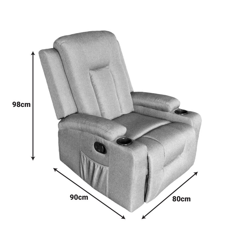 Πολυθρόνα relax Gessel βελούδο σε γκρι απόχρωση 80x90x98εκ - Image 4