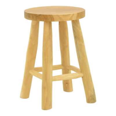 Σκαμπό Sega teak ξύλο σε φυσική απόχρωση Φ30x45εκ