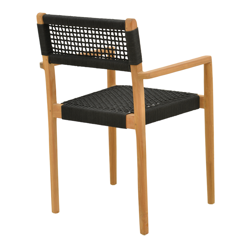 Πολυθρόνα Lengan σκελετός teak ξύλο σε φυσική απόχρωση-μαύρο σχοινί 54x52x80εκ - Image 3