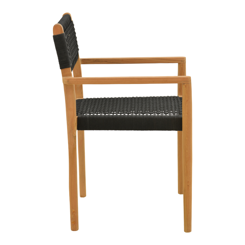 Πολυθρόνα Lengan σκελετός teak ξύλο σε φυσική απόχρωση-μαύρο σχοινί 54x52x80εκ - Image 4