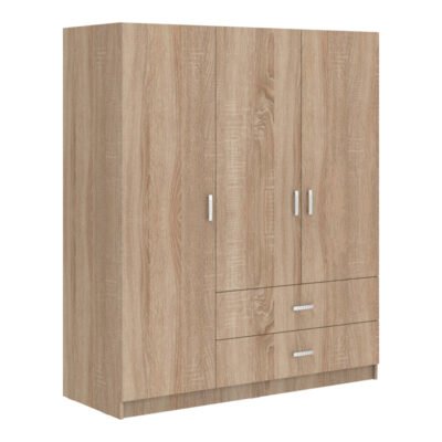 Ντουλάπα τρίφυλλη Royal με συρτάρια sonoma 150x58x177εκ