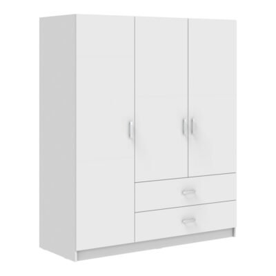 Ντουλάπα τρίφυλλη Royal με συρτάρια λευκό 150x58x177εκ