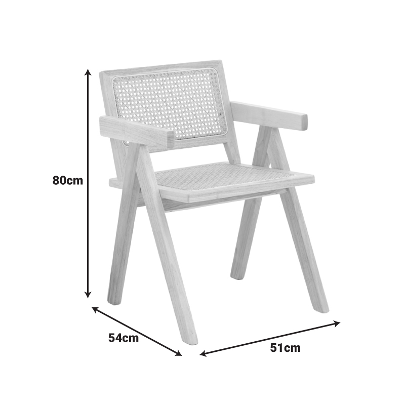 Πολυθρόνα Winslow rubberwood-rattan σε φυσική απόχρωση 51x54x80εκ - Image 2