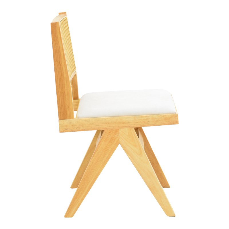 Καρέκλα Winslow rubberwood σε φυσική απόχρωση-ύφασμα λευκό 46x58x80εκ - Image 4