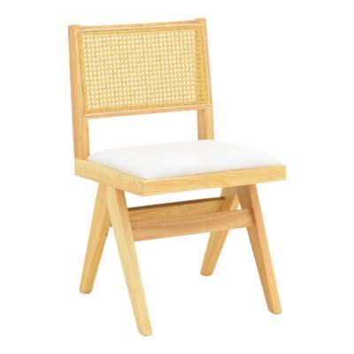 Καρέκλα Winslow rubberwood σε φυσική απόχρωση-ύφασμα λευκό 46x58x80εκ