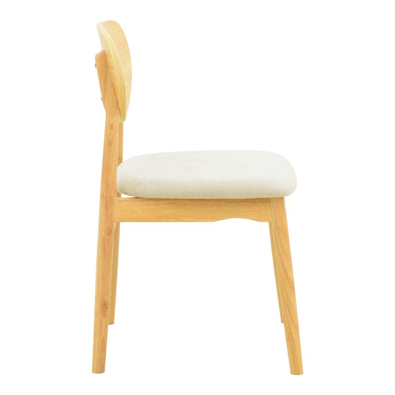 Καρέκλα Cardith rubberwood-plywood σε φυσική απόχρωση-ύφασμα γκρι-μπεζ 48x51x78εκ - Image 4