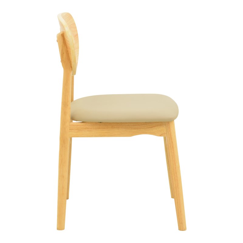Καρέκλα Cardith rubberwood-plywood σε φυσική απόχρωση-pu μπεζ 48x51x78εκ - Image 4