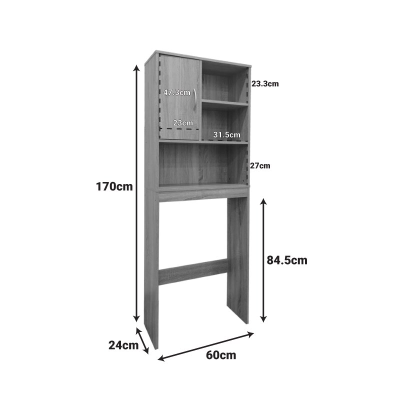 Έπιπλο πλυντηρίου Tazien σε ανθρακί απόχρωση 60x24x168.5εκ - Image 4