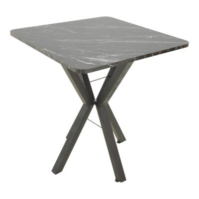 Τραπέζι Arenya pakoworld μαύρο εφε μαρμάρου- μαύρα μεταλλικά πόδια 70x70x72εκ