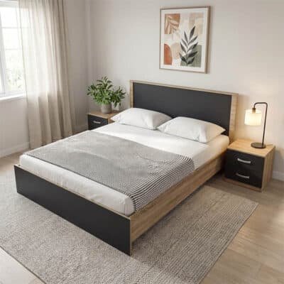 Σετ Κρεβατοκάμαρας Athos Sonoma Ανθρακί με Κρεβάτι 160x200εκ Σετ 3τεμ