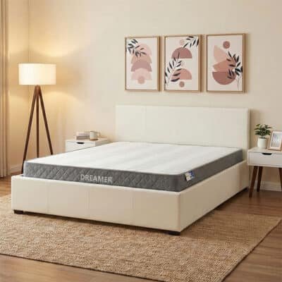 Κρεβάτι με στρώμα και αποθηκευτικό χώρο Norse-Dreamer pakoworld pu λευκό 160x200εκ