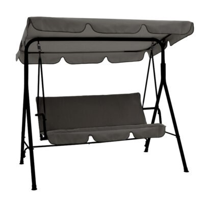 Κούνια Globo pakoworld μαύρο μέταλλο με ύφαμσα σε ανθρακί απόχρωση 170x110x153εκ