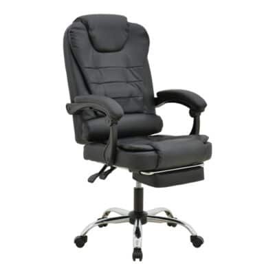 Καρέκλα γραφείου διευθυντή με υποπόδιο και μηχανισμό massage Volter pakoworld pu μαύρο 62x70x110εκ