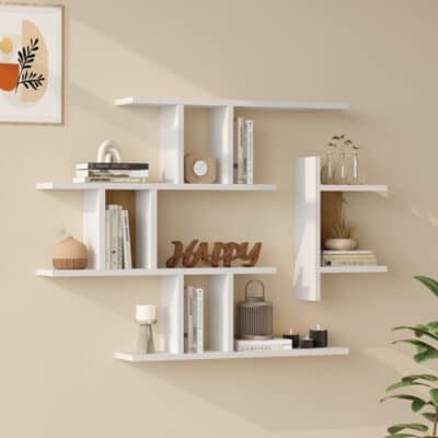 Ραφιέρα τοίχου Ledia pakoworld λευκό με oak 110,6x14,5x78εκ