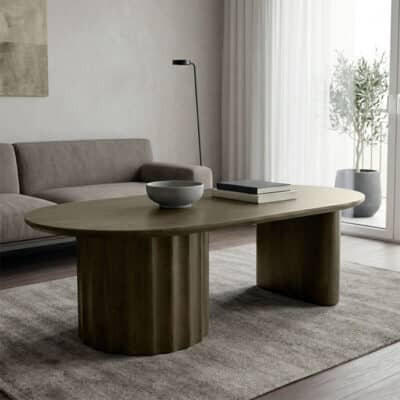 Τραπέζι σαλονιού Flute pakoworld wenge μασίφ ξύλο μάνγκο 130x65x40εκ