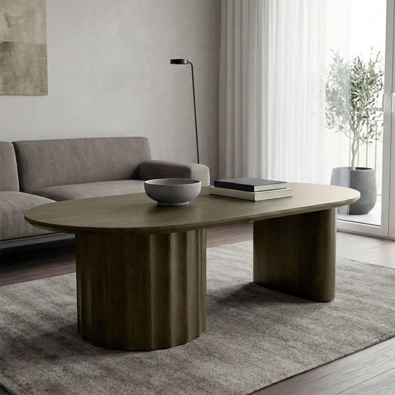Τραπέζι σαλονιού Flute pakoworld wenge μασίφ ξύλο μάνγκο 130x65x40εκ