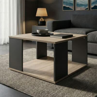 Τραπέζι σαλονιού Zelegan pakoworld sonoma-ανθρακί 60x60x39εκ