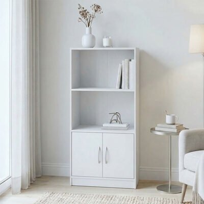 Βιβλιοθήκη Tekaro pakoworld λευκή 60x30x120εκ