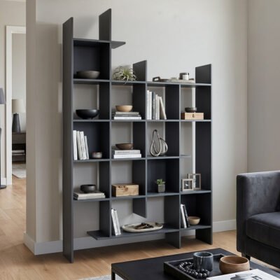 Βιβλιοθήκη Manco pakoworld ανθρακί 122x25.5x188εκ