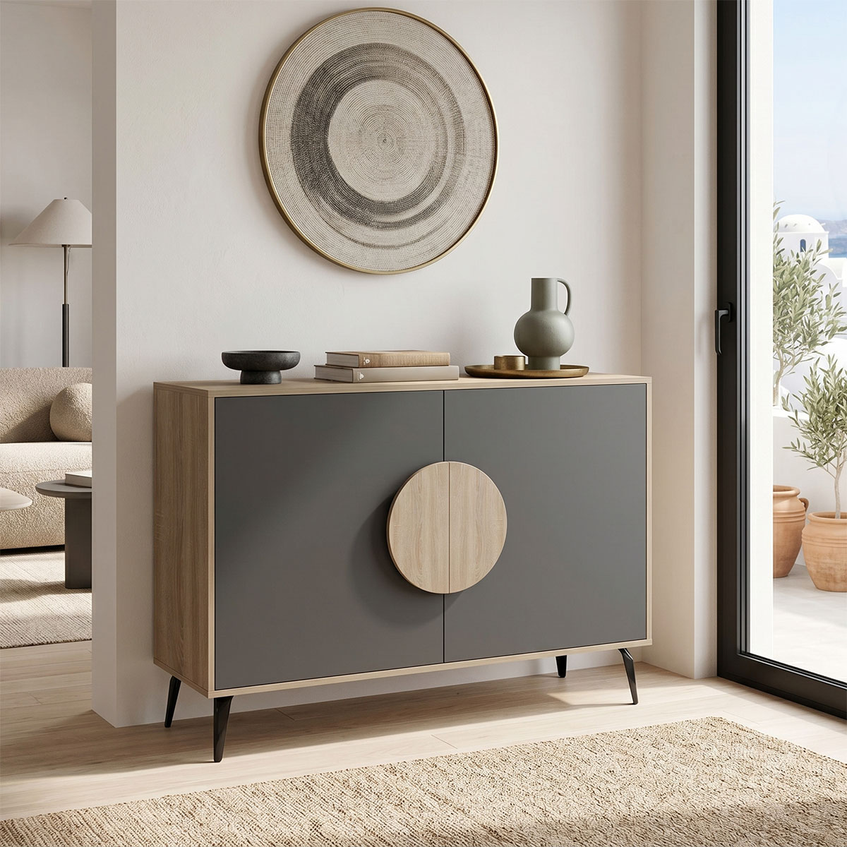Μπουφές Gora pakoworld sonoma-ανθρακί 110x35.5x82εκ